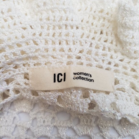*NWOT* Vintage ICI Iridescent Sparkle Ruffle Open Knit Cardigan SZ S - Picture 8 of 9